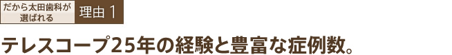 テレスコープ２５年の経験と豊富な症例数。